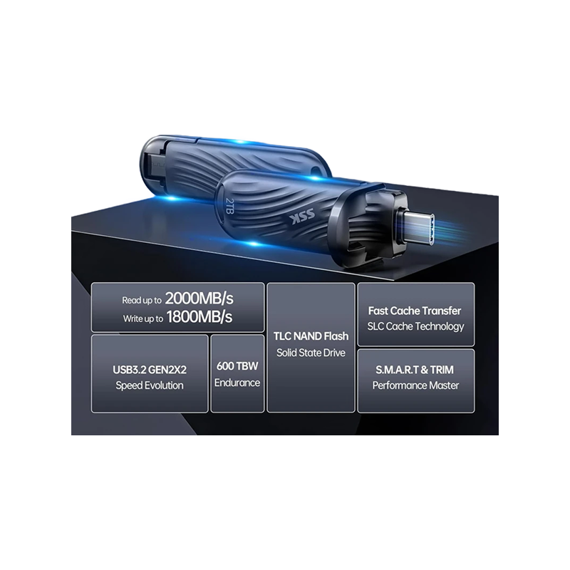 فلش مموری اس اس کا مدل SD320 SSD-DRIVE USB3.2 GEN2x2 2000MB/s ظرفیت 2 ترابایت