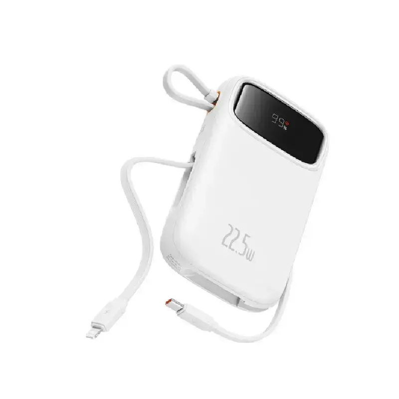 پاوربانک باسئوس مدل Qpow2 Dual Cable-22.5w با ظرفیت 10000 میلی‌آمپر ساعت