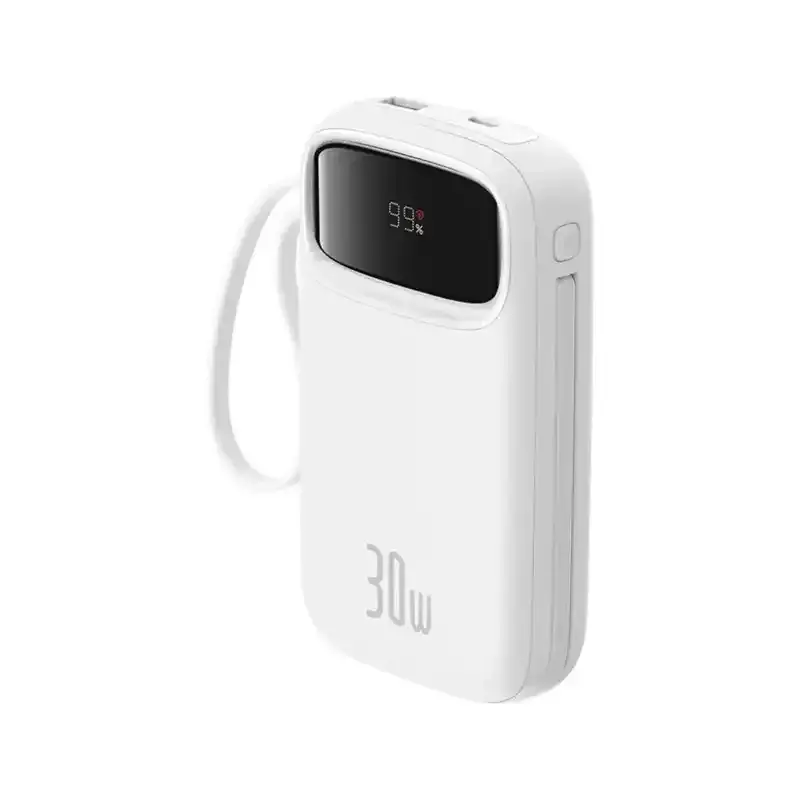 پاوربانک باسئوس مدل Qpow2 DualCable-30w با ظرفیت 10000 میلی‌آمپر ساعت
