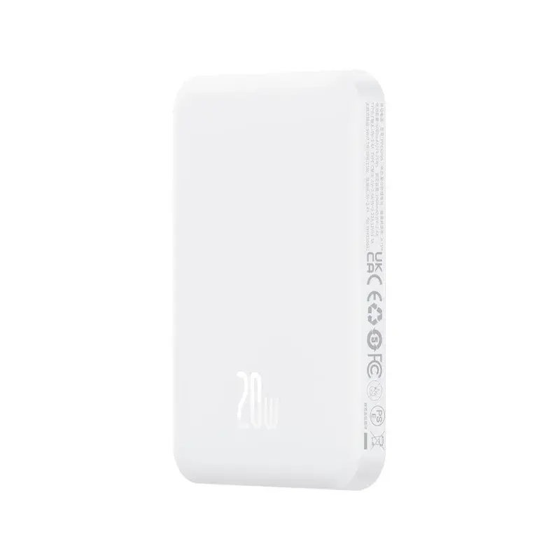 پاور بانک بی سیم مگنتی باسئوس مدل Magnetic Mini Wireless 20w با ظرفیت 5000 میلی‌آمپر ساعت