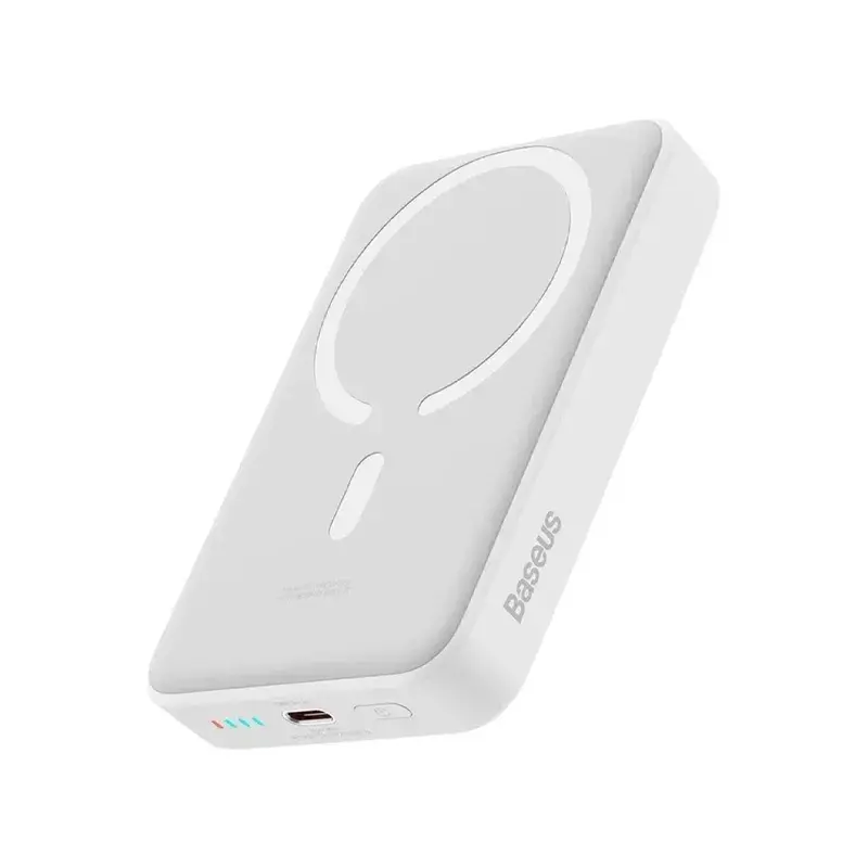 پاور بانک بی سیم مگنتی باسئوس مدل Magnetic Mini Wireless 20w با ظرفیت 5000 میلی‌آمپر ساعت