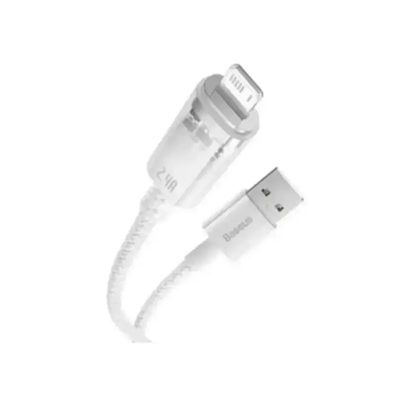 کابل شارژ USB to iP باسئوس مدل Explorer Series Smart Temperature Control با طول 2 متر 2.4 آمپر