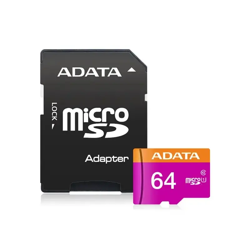 کارت حافظه ا‎ی‌دیتا مدل SDHC UHS-I +ADP V10 R80 W25 با ظرفیت 64 گیگابایت به همراه آداپتور