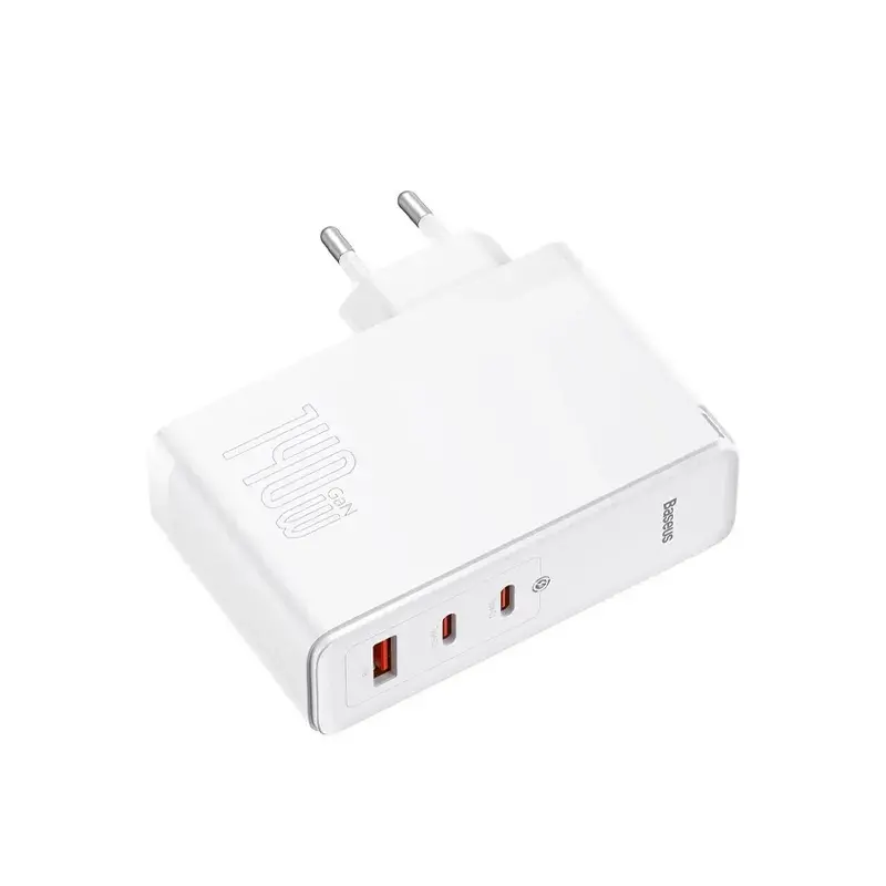 شارژر دیواری سه پورت باسئوس GaN5 Pro 2C+U توان 140 وات (همراه کابل)