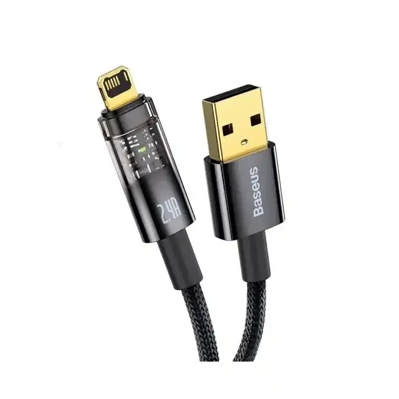 کابل شارژ USB to iP باسئوس مدل Explorer Series Auto Power-Off با طول 2 متر 2.4 آمپر
