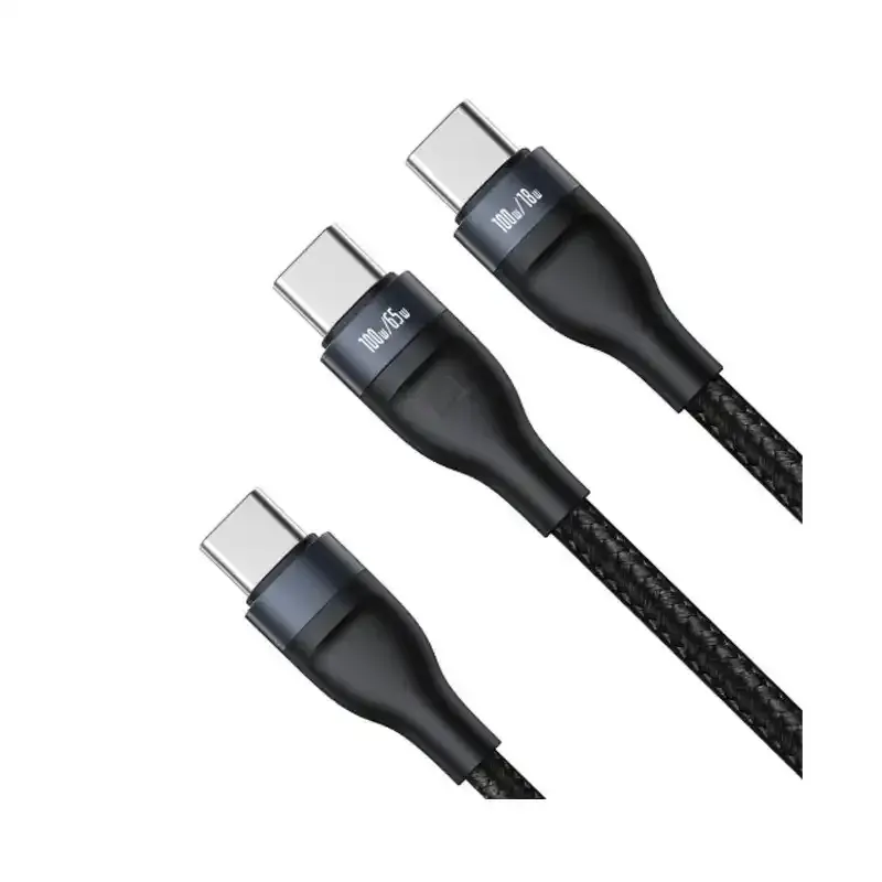 کابل شارژ دوکاره باسئوس Type-C به Type-C مدل Flash Series