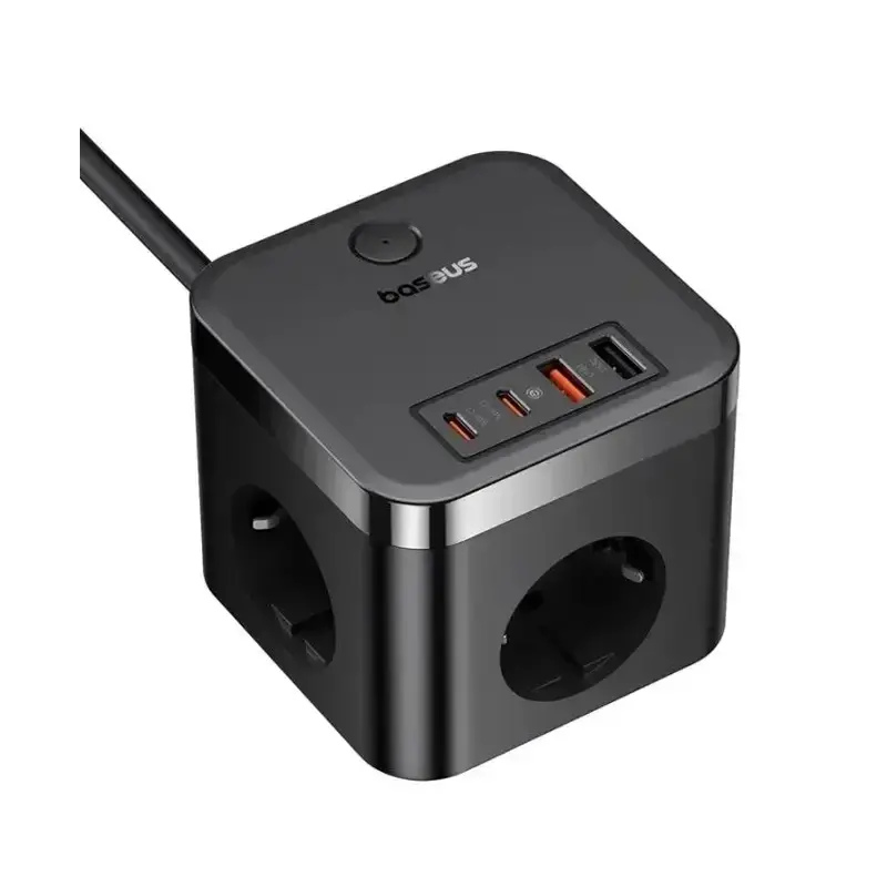 شارژر رومیزی باسئوس مدل PowerCombo 3AC+2U+2C توان 30 وات طول کابل 1.5 متر