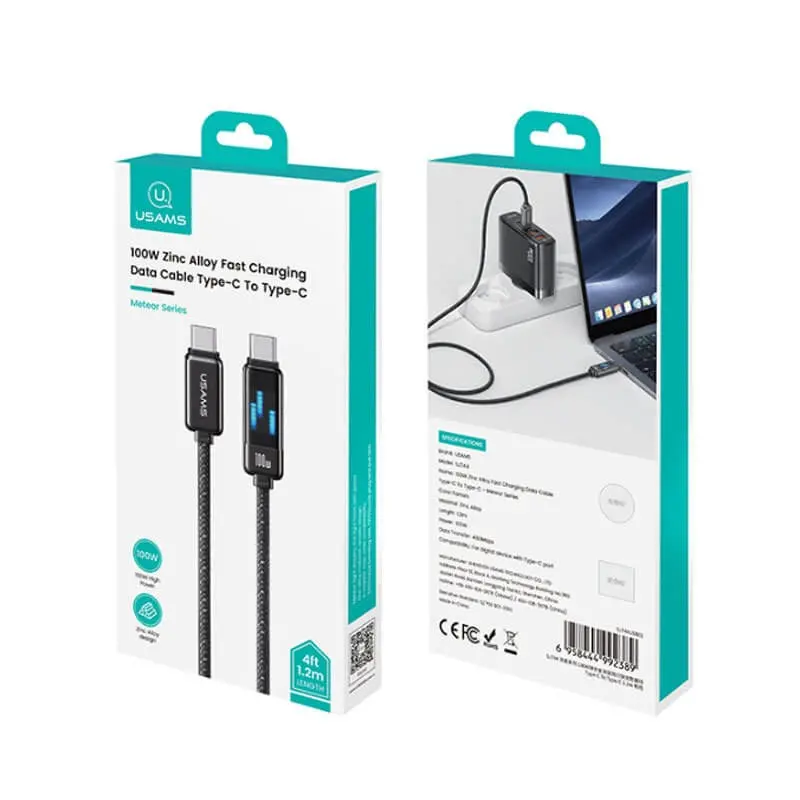 کابل شارژ USB-C to USB-C یوسمز مدل US-SJ744 با طول 1.2 متر توان 100 وات