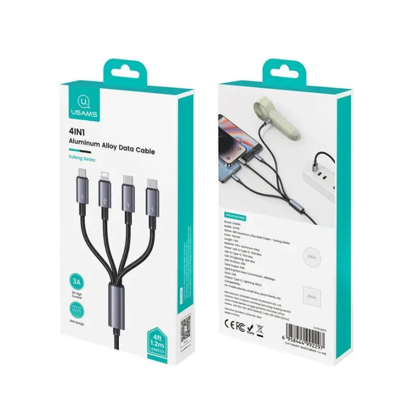 کابل شارژ 4in1 یوسمز مدل US-SJ739 با طول 1.2 متر