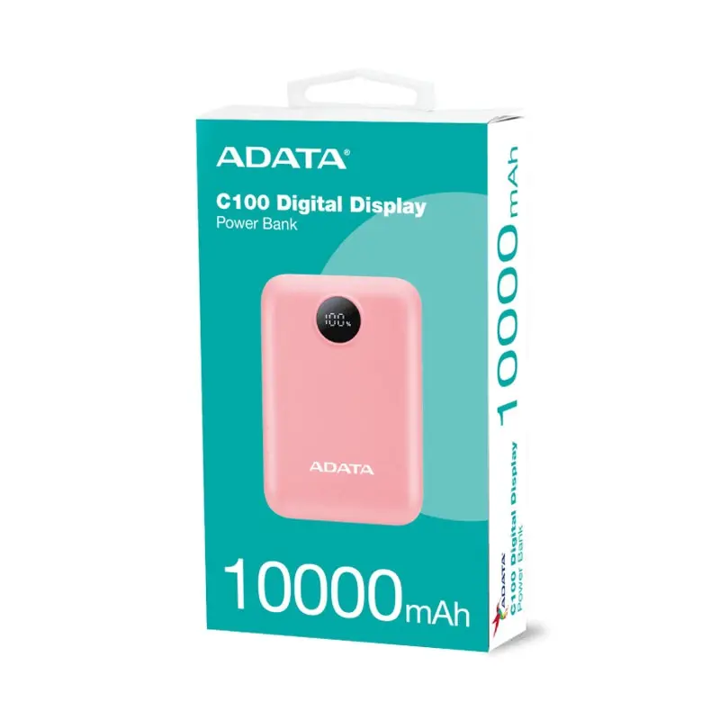 پاوربانک ای دیتا مدل C100 Digital Display ظرفیت 10000 میلی‌آمپر ساعت
