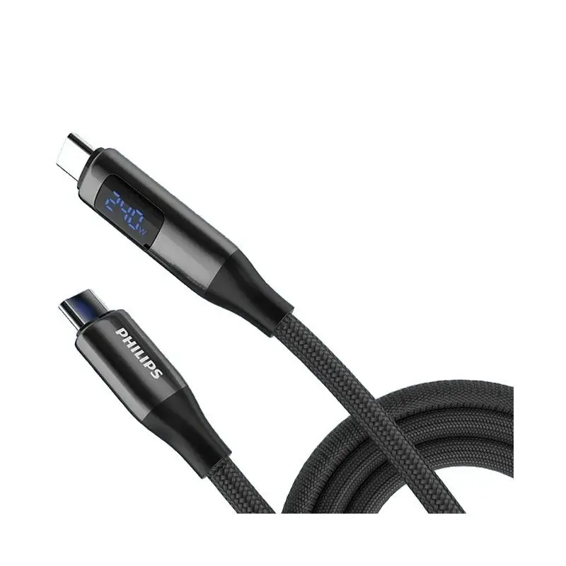 کابل شارژ USB-C to USB-C فیلیپس مدل DLC4583C با طول 2 متر توان 240 وات