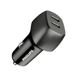 شارژر فندکی فیلیپس مدل DLP5522C Dual Port USB-C Car Charger توان 60 وات