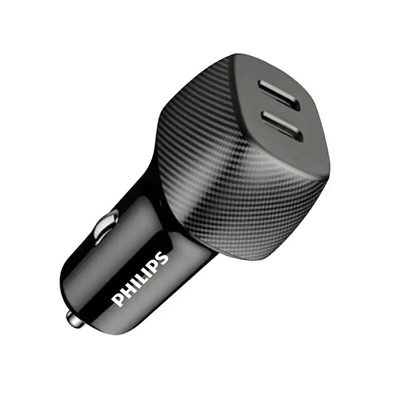 شارژر فندکی فیلیپس مدل DLP5522C Dual Port USB-C Car Charger توان 60 وات