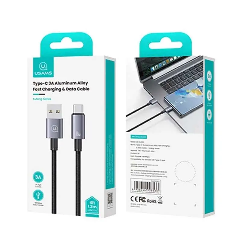 کابل شارژ USB-A to USB-C یوسمز مدل US-SJ663 با طول 1.2 متر