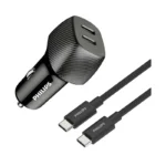 شارژر فندکی فیلیپس مدل DLP5522CC Dual Port USB-C Car Charger توان 60 وات